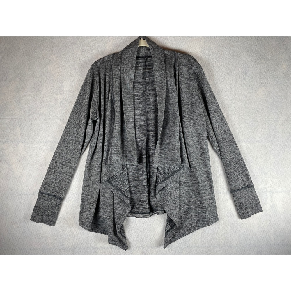 Nike Dri-FIT Womens Small Grey Heather Open Front Waterfall Cardigan‎ Thumbholes